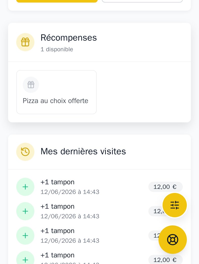 Récompense débloquée : carte de fidélité Fidoren pleine, client reçoit son cadeau
